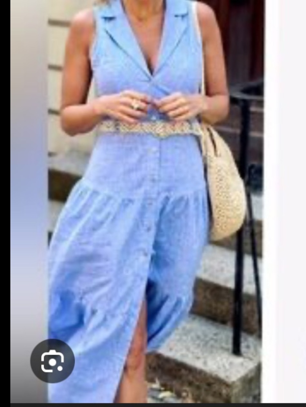 Zara Light Blue Sleeveless Button-Front Maxi Dress